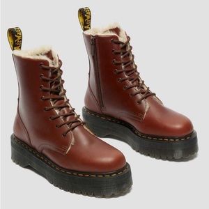 NWT Dr Martens Jadon Abruzzo Faux Fur Lined Lug Sole Combat Boot